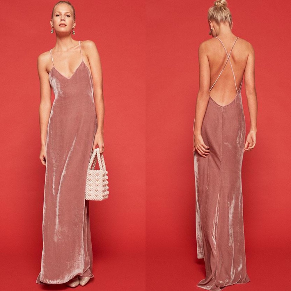 NWT Reformation Rimini Velvet Maxi Dress